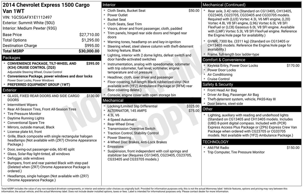 chevrolet express cargo 2014 1GCSGAFX1E1112497 image chevrolet express cargo 2014 1GCSGAFX1E1112497 image